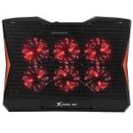 Cooler laptop gaming XTRIKE ME FN-811, Compatibil cu laptop de maxim 17 inch, 6 vemtilatoare, 2400 rpm, 2xUSB, Iluminare LED rosu, Ajustabil, 368 x 273 x 28mm, Negru 2 - lerato.ro