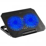 Cooler laptop gaming XTRIKE ME FN-818, Compatibil cu laptop de maxim 17 inch, 2 vemtilatoare, 2400 rpm, 2xUSB, Iluminare LED albastru, Ajustabil, 345 × 250 × 40 mm, Negru 2 - lerato.ro