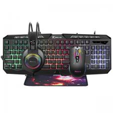 Kit gaming 4 in 1 XTRIKE ME CMX-415, Tastatura, mouse, casti si mousepad, conexiune USB, RGB, Negru