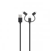 Cablu pentru incarcare si transfer de date Xqisit Combo, USB-A la USB-C / Lightning / MicroUSB, 1m, Negru