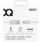 Cablu pentru incarcare si transfer de date Xqisit Cotton, USB-A la USB-C,1.8m, Alb 3 - lerato.ro