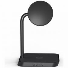Statie de incarcare 2 in 1 Zens Office 2 Qi, Compatibila MagSafe, Wireless Charging, 15W, Negru