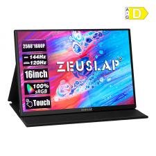 Monitor portabil tactil Zeuslap P16KT, IPS, 16 inch, 2560×1600, 144Hz, Difuzor integrat, Negru