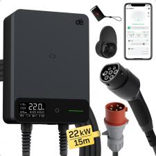 Accesorii Auto / Moto / Bicicleta, Incarcator de perete pentru masini electrice dé Wallbox, 22kW, 32A, IP54, Lungime cablu 15m, Control aplicatie Tuya Smart, RFID, Afisaj LCD, Negru / Gri, lerato.ro