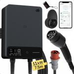 Incarcator de perete pentru masini electrice dé Wallbox, 11kW, 16A, IP54, Lungime cablu 7.5m, Control aplicatie Tuya Smart, RFID, Afisaj LCD, Negru / Gri 2 - lerato.ro