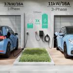 Incarcator de perete pentru masini electrice dé Wallbox, 11kW, 16A, IP54, Lungime cablu 7.5m, Control aplicatie Tuya Smart, RFID, Afisaj LCD, Negru / Gri 4 - lerato.ro