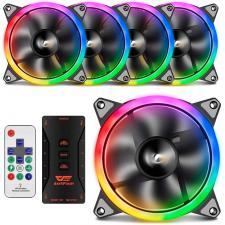 Set 5 coolere pentru hard disk darkFlash DR12 Pro, RGB, 38CFM, 1200RPM, Controler si telecomanda, Negru