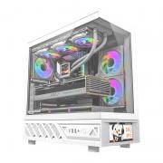 Carcasa pentru computer darkFlash DS950, Middle Tower, ATX, ITX, M-ATX, Display IPS 6 inch, 6 ventilatoare, Alb