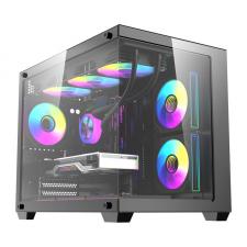 Carcasa pentru computer darkFlash B275 PRO, Mini Tower, M-ATX, ITX, 6 ventilatoare RGB, Negru