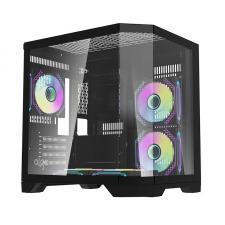Carcasa pentru computer darkFlash FT350, Mini Tower, M-ATX, ITX, 5 ventilatoare aRGB, Negru