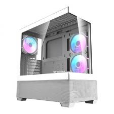 Carcasa pentru computer darkFlash DS900 Air, Middle Tower, ATX, ITX, M-ATX, 6 ventilatoare ARGB, Alb