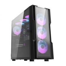 Carcasa pentru computer darkFlash DK431 Glass, Middle Tower, ATX, E-ATX, M-ATX, 4 ventilatoare ARGB, Negru