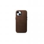 Carcasa iCarer Oil Wax Leather MagSafe compatibila cu iPhone 15 Plus Brown 2 - lerato.ro