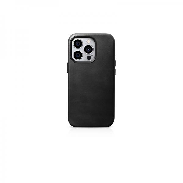 Carcasa iCarer Oil Wax Leather MagSafe compatibila cu iPhone 15 Pro Black 1 - lerato.ro
