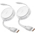 Set 2 cabluri retractabile pentru incarcare si transfer de date iOttie, 2x USB-C, 100W, 480Mbps, Alb 2 - lerato.ro