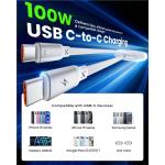 Set 2 cabluri retractabile pentru incarcare si transfer de date iOttie, 2x USB-C, 100W, 480Mbps, Alb 10 - lerato.ro