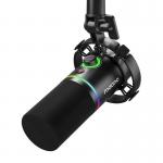 Microfon dinamic Maono PD200x, Cardioid, iluminat RGB,  USB-C, jack 3.5mm, XLR, Negru 3 - lerato.ro