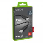 Cablu pentru incarcare si transfer de date SBS TECABLETISSUETCK, 2x USB-C, 60W, 480Mbps, 1.5m, Negru 3 - lerato.ro