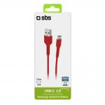 Cablu pentru incarcare si transfer de date SBS TECABLEMICROC15R, USB-A la USB-C, 1.5m, Rosu 3 - lerato.ro