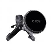Suport auto SBS TESUPMAGWIR15W, compatibil MagSafe, Air Vent Mount, Incarcare Wireless 15W, Cablu USB-A la USB-C, Negru