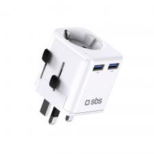 Adaptor retea SBS, 2x USB-A, 24W, Compatibil cu prize EU/UK/US/AU, White