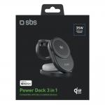 Statie de incarcare 3 in 1 SBS Qi2.2, Compatibila MagSafe, Incarcare Wireless 25W, USB-C, Negru 3 - lerato.ro