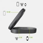 Stand 3 in 1 cu incarcare wireless SBS Power Dock compatibil MagSafe, 15W, USB-C, Negru 4 - lerato.ro