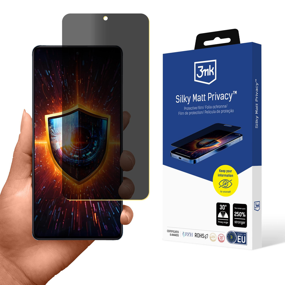 Folie protectie 3mk Silky Matt Privacy compatibila cu Xiaomi 12 Pro, Negru