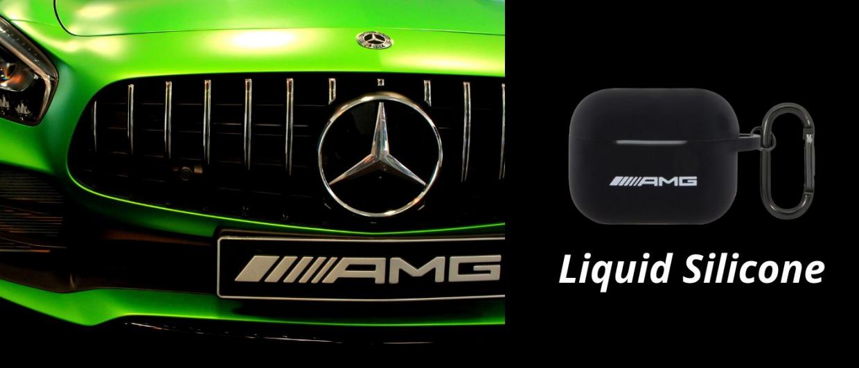 Carcasa AMG Silicone White Logo compatibila cu Apple AirPods Pro 2, Negru 1 Lerato.ro