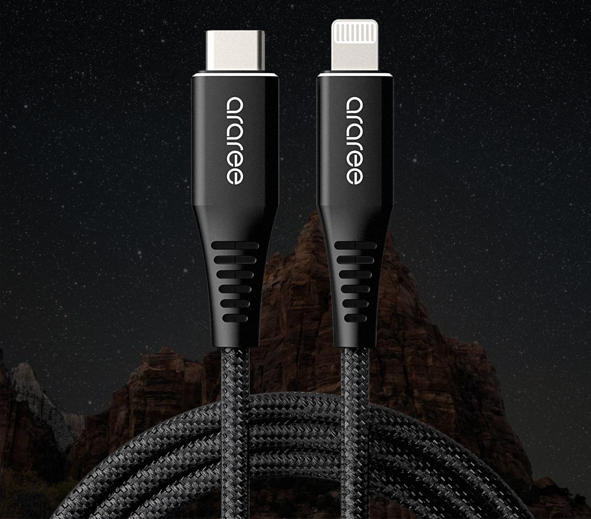 Cablu pentru incarcare si transfer de date Araree AR60, USB-C la Lightning, 30W, 1m, Negru 1 Lerato.ro