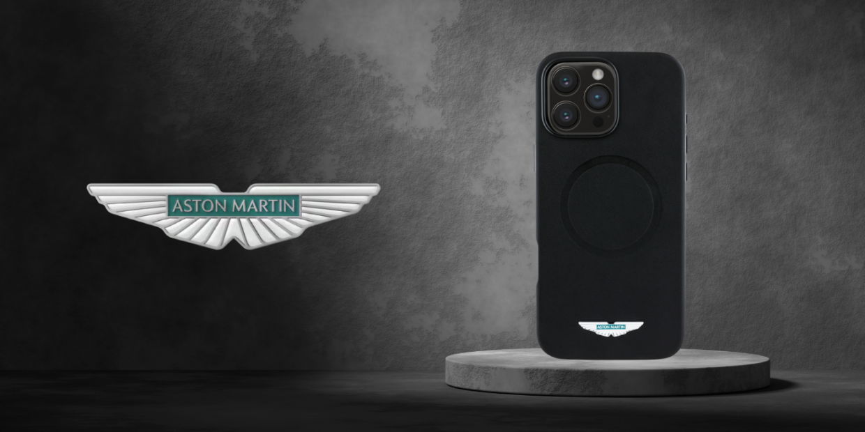 Carcasa Aston Martin HC FW Logo cu MagSafe compatibila cu iPhone 16 Pro Max, Negru 1 Lerato.ro