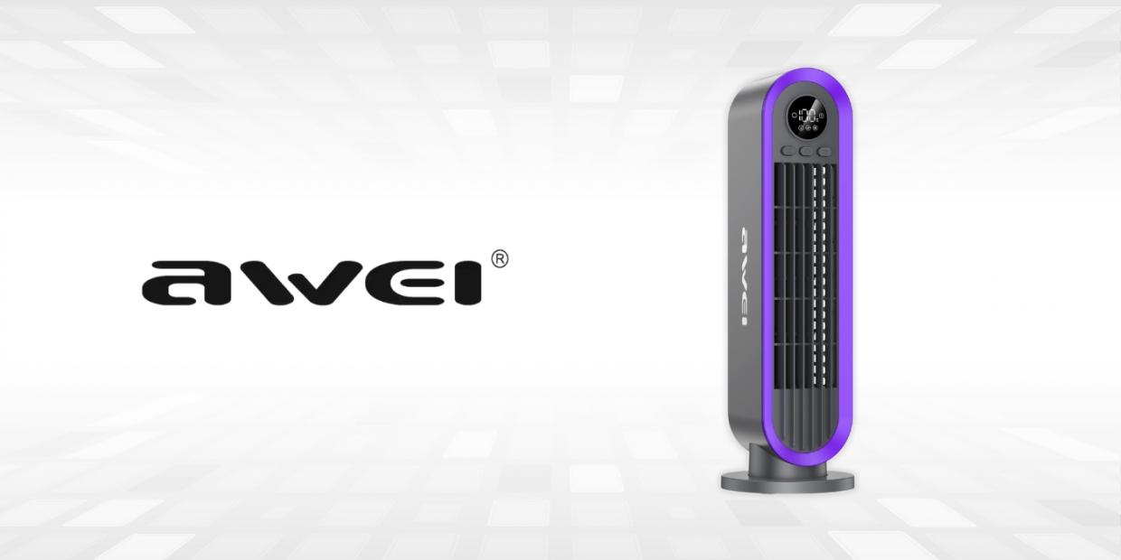Ventilator pentru birou AWEI F52, 2300 RPM, Autonomie 12h, 3600mAh, USB-C, Gri 1 Lerato.ro