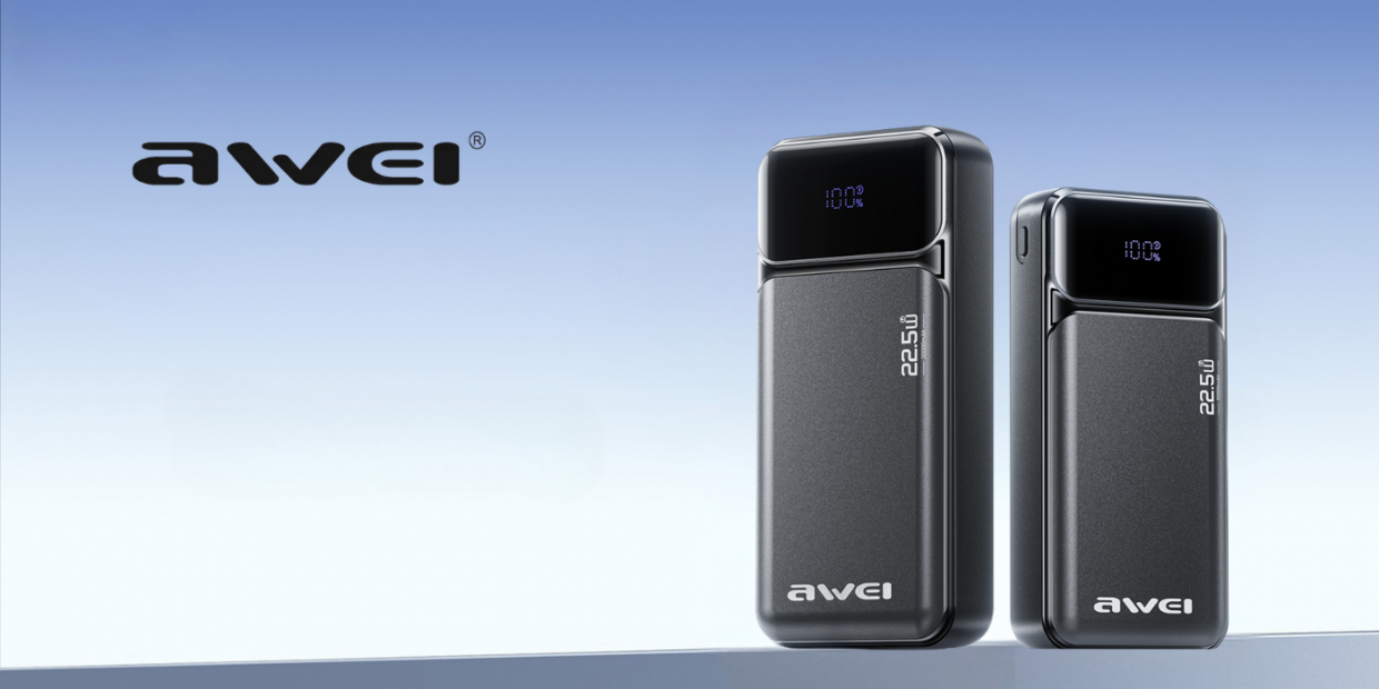 Baterie externa portabila Awei PA-92, 20000 mAh, 22.5W, 2xUSB-C, 1x USB-A, Display LED, Negru 1 Lerato.ro