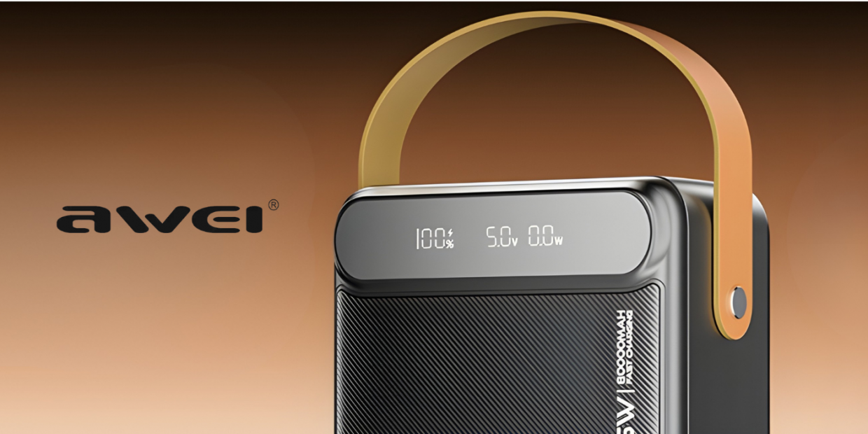 Baterie externa AWEI P102K, 90000 mAh, 22.5W, 3A, 2xUSB-C, 3xUSB-A, Negru 1 Lerato.ro