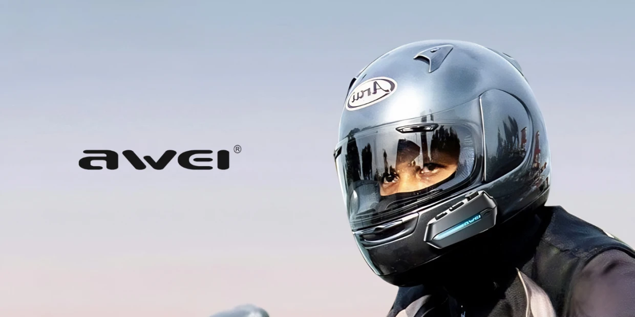 Intercom motocicleta AWEI VS-1, ENC, Bluetooth 5.4, 800mAh, Autonomie 35h, USB-C, Negru 1 Lerato.ro