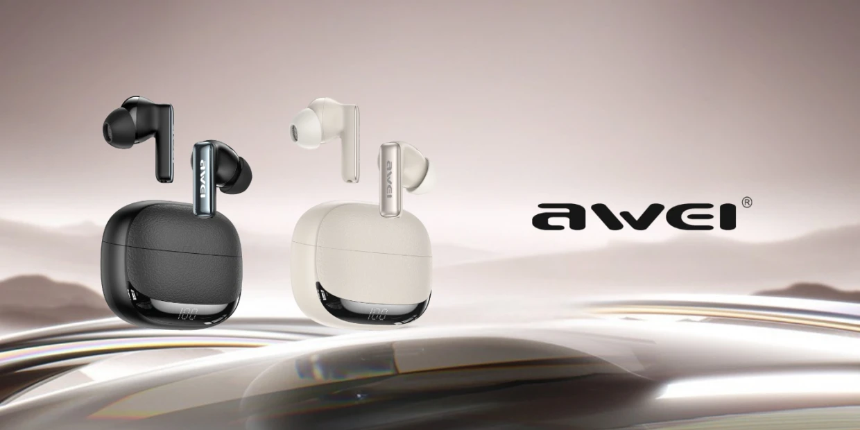 Casti wireless AWEI TA19, TWS, ANC, Bluetooth 6.0, Autonomie 7h, USB-C, Negru 1 Lerato.ro
