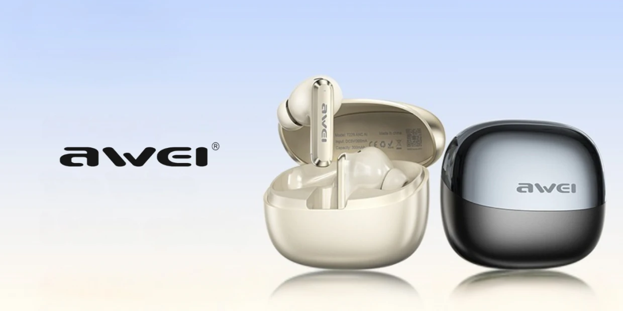 Casti wireless AWEI T229, ANC, Functii AI, Bluetooth 6.0, Autonomie 7h, USB-C, Gunmetal 1 Lerato.ro