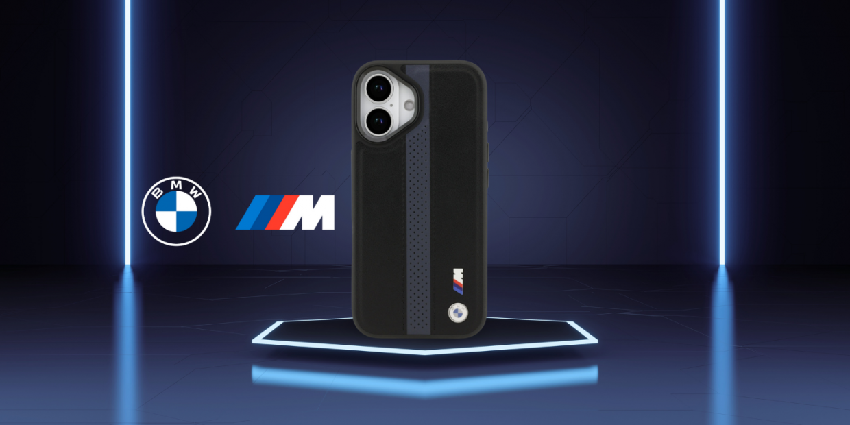Carcasa BMW M Perforated Stripe Logo cu MagSafe compatibila cu iPhone 17, Negru 1 Lerato.ro