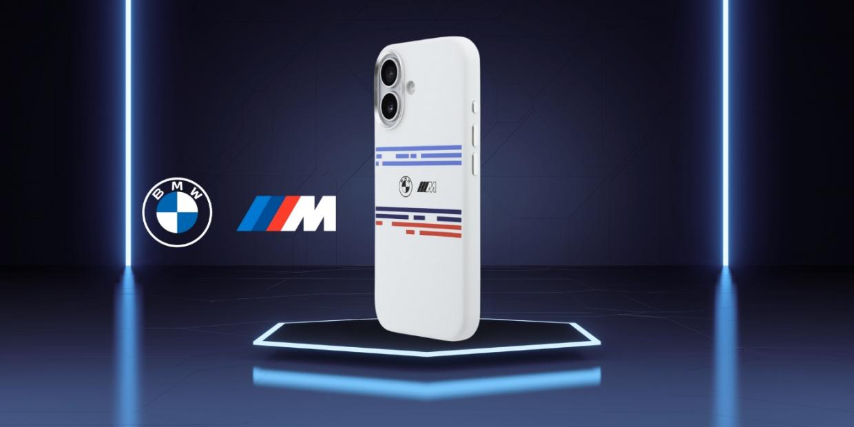 Carcasa BMW M Silicon Horizontal Line cu MagSafe compatibila cu iPhone 17, Alb 1 Lerato.ro