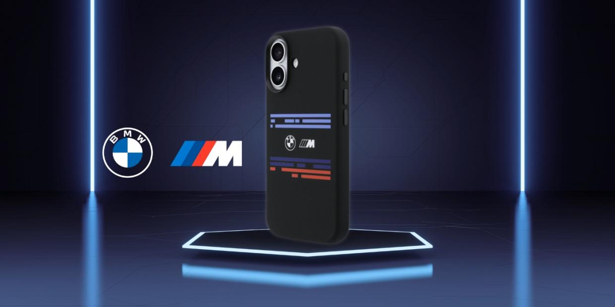 Carcasa BMW M Silicon Horizontal Line cu MagSafe compatibila cu iPhone 17, Negru 1 Lerato.ro