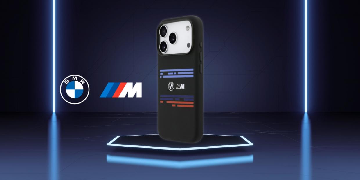 Carcasa BMW M Silicon Horizontal Line cu MagSafe compatibila cu iPhone 17 Pro, Negru 1 Lerato.ro
