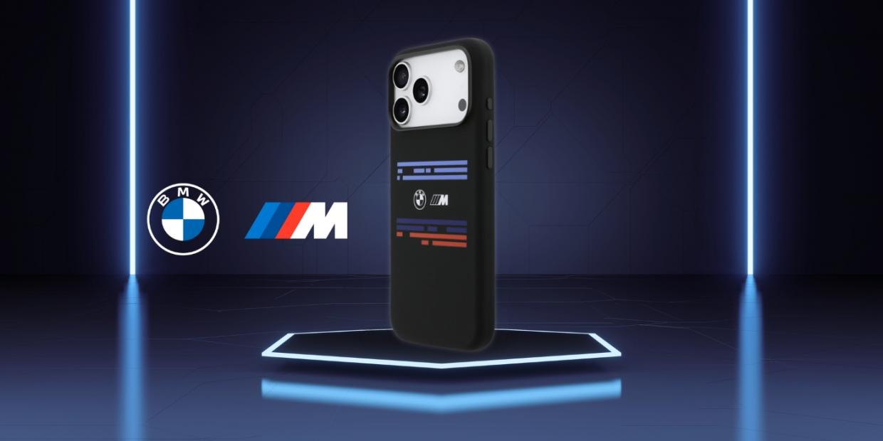 Carcasa BMW M Silicon Horizontal Line cu MagSafe compatibila cu iPhone 17 Pro Max, Negru 1 Lerato.ro