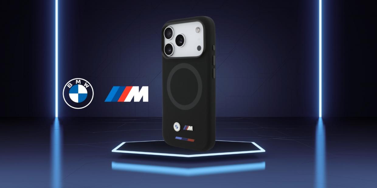 Carcasa BMW M Silicon Logo cu MagSafe compatibila cu iPhone 17 Pro, Negru 1 Lerato.ro