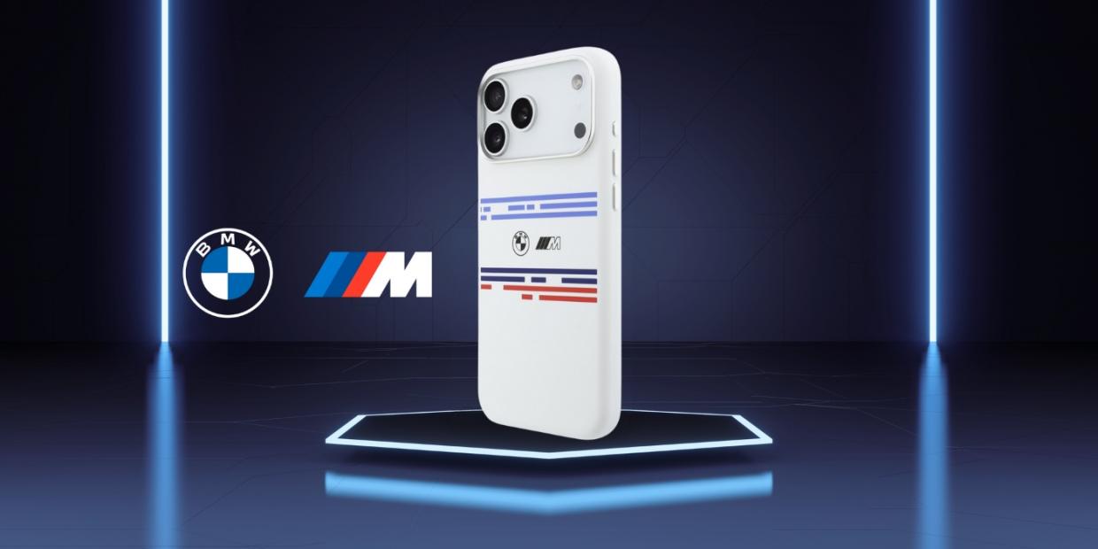 Carcasa BMW M Silicon Horizontal Line cu MagSafe compatibila cu iPhone 17 Pro Max, Alb 1 Lerato.ro