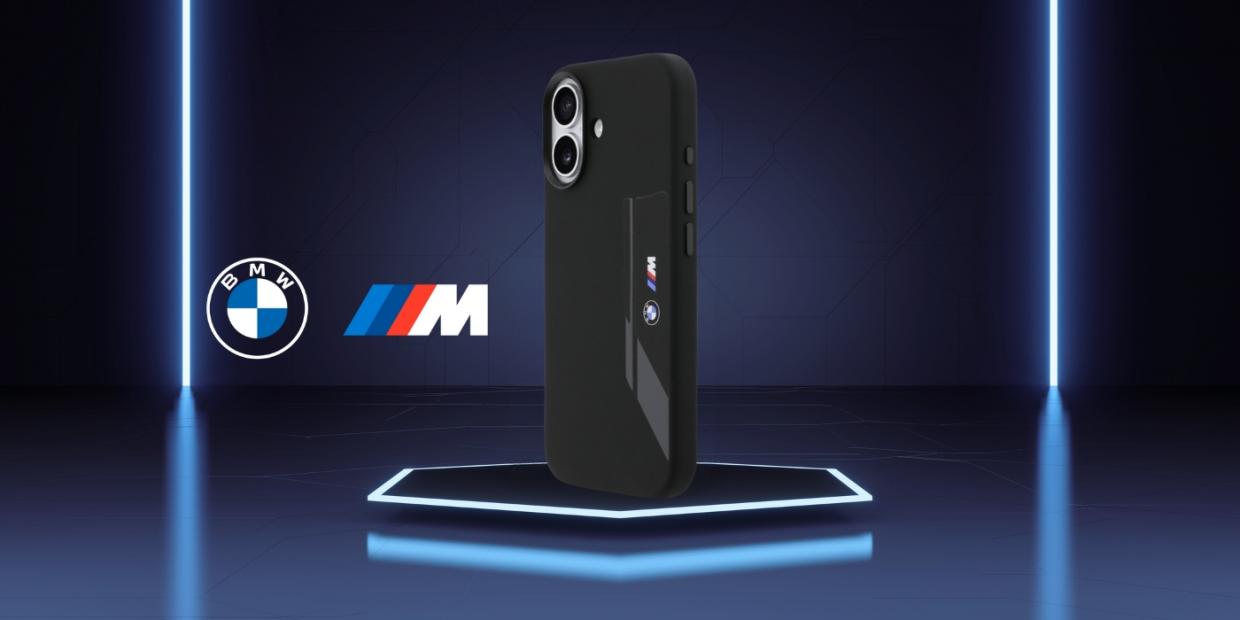 Carcasa BMW M Silicon Vertical Logo cu MagSafe compatibila cu iPhone 17, Negru 1 Lerato.ro
