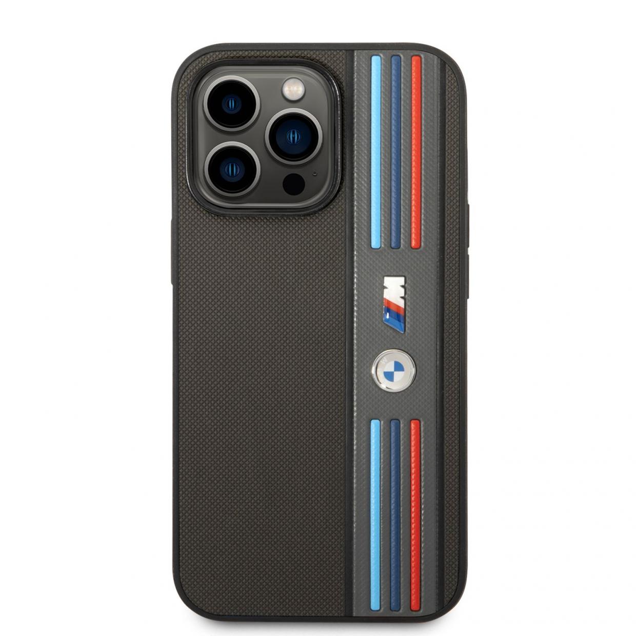 Carcasa BMW Tricolor M Collection compatibila cu iPhone 14 Pro, Gri 1 Lerato.ro
