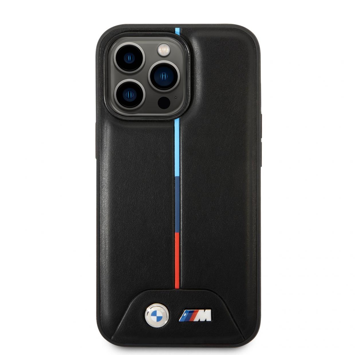 Carcasa BMW Quilted Tricolor compatibila cu iPhone 14 Pro, Negru 1 Lerato.ro