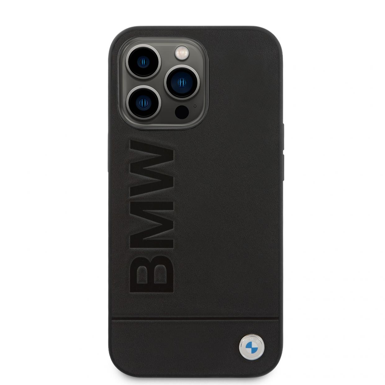 Carcasa BMW Leather Stamp compatibila cu iPhone 14 Pro, Negru 1 Lerato.ro