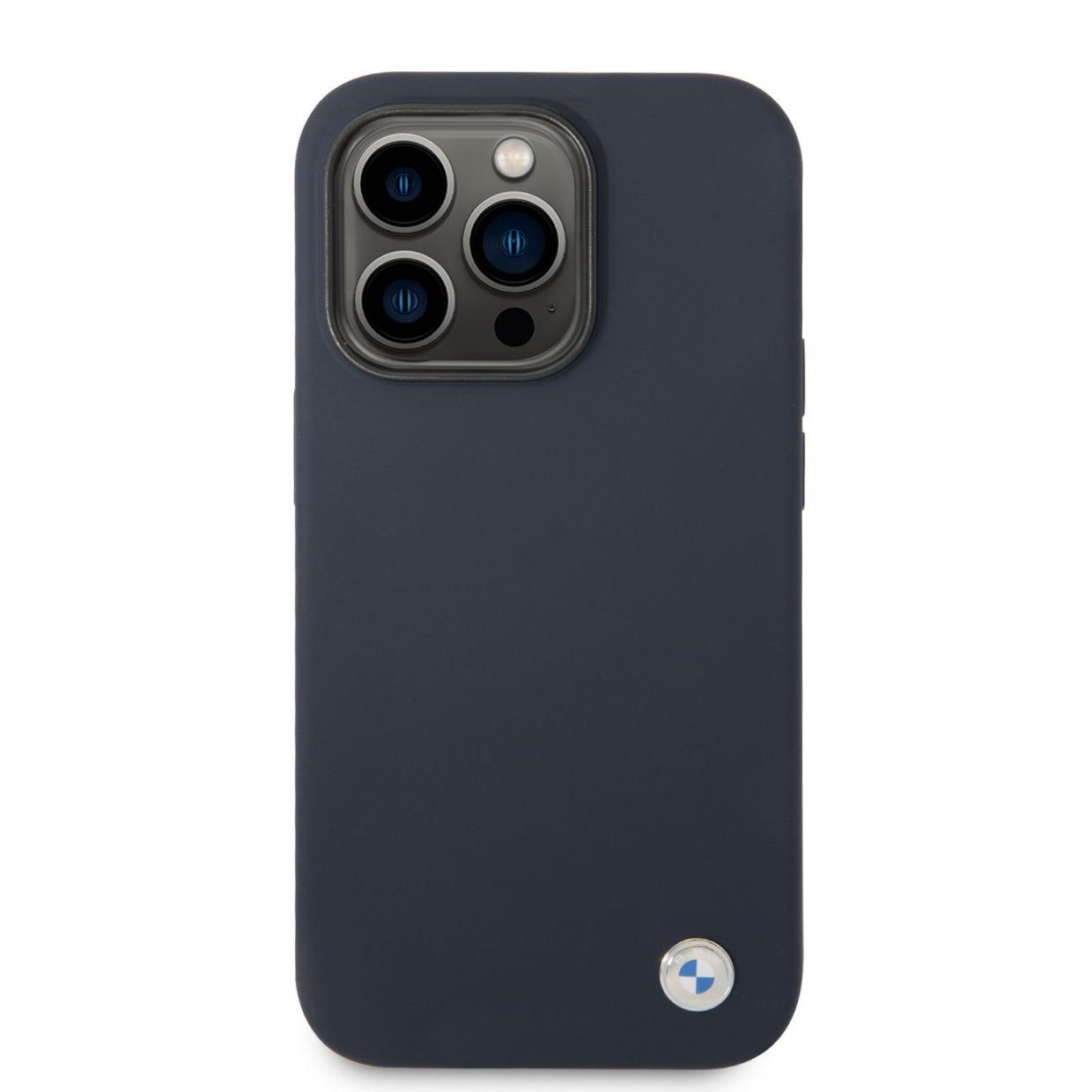 Carcasa BMW Silicone Metal Logo compatibila cu iPhone 14 Pro, Albastru 1 Lerato.ro