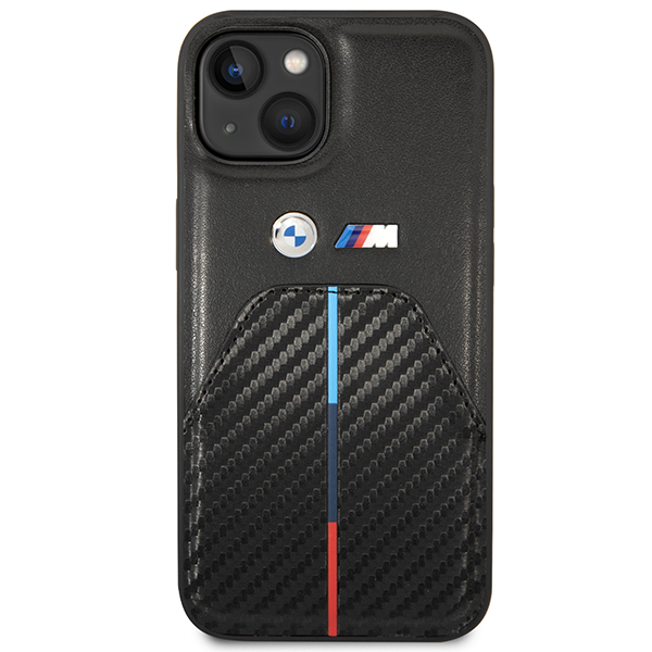 Carcasa BMW Stamped Tricolor Stripe compatibila cu iPhone 13 / 14 / 15, Negru 1 Lerato.ro